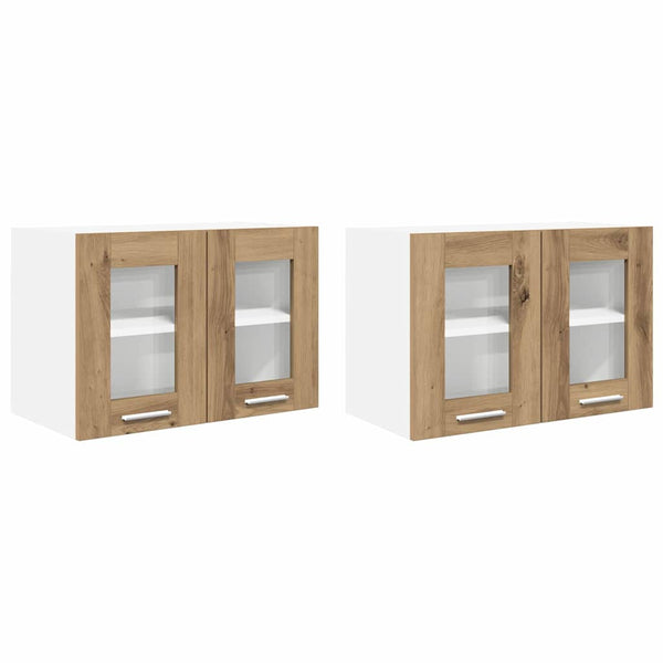 vidaXL Wall Cabinet with Door Riga 2 pcs Artisan Oak 60 x 31 x 40 cm