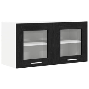 vidaXL Wall Cabinet with Door Black Oak and White 80 x 31 x 40 cm