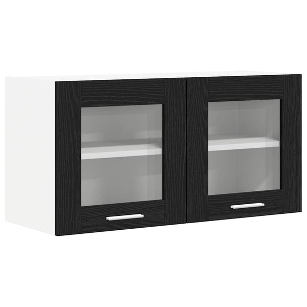 vidaXL Wall Cabinet with Door Black Oak and White 80 x 31 x 40 cm
