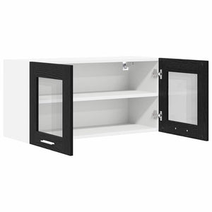 vidaXL Wall Cabinet with Door Black Oak and White 80 x 31 x 40 cm