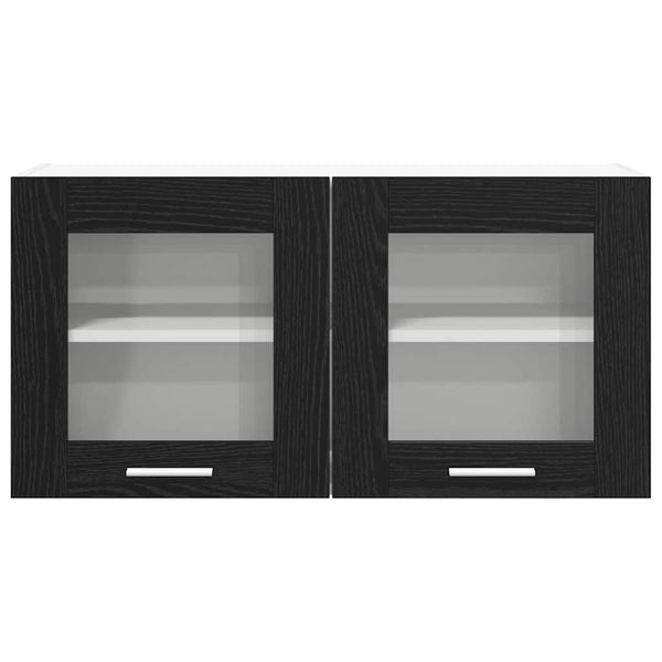 vidaXL Wall Cabinet with Door Black Oak and White 80 x 31 x 40 cm