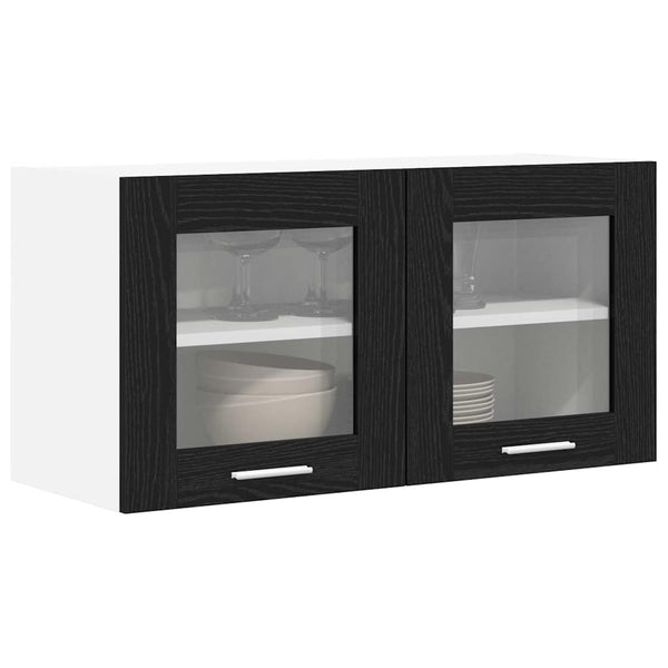 vidaXL Wall Cabinet with Door Black Oak and White 80 x 31 x 40 cm
