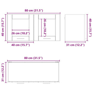 vidaXL Wall Cabinet with Door Black Oak and White 80 x 31 x 40 cm