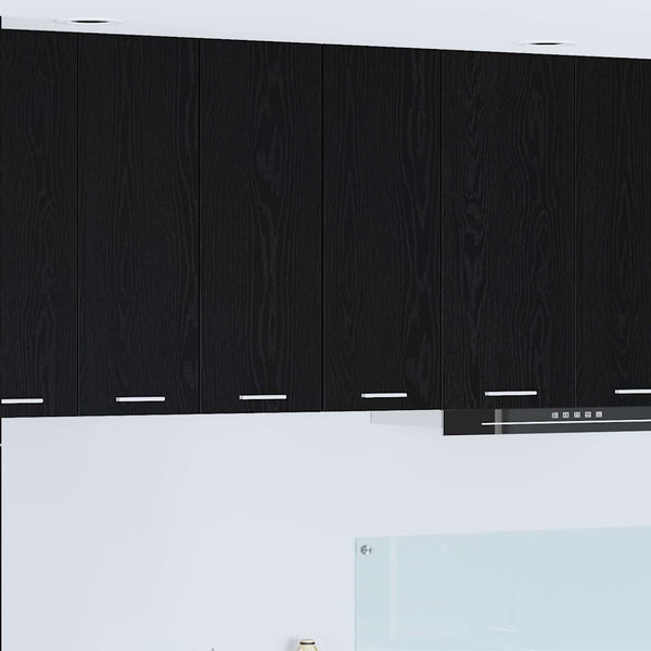 vidaXL Wall Cabinet with Door Black Oak and White 30 x 31 x 80 cm