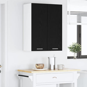 vidaXL Wall Cabinet with Door Black Oak and White 30 x 31 x 80 cm