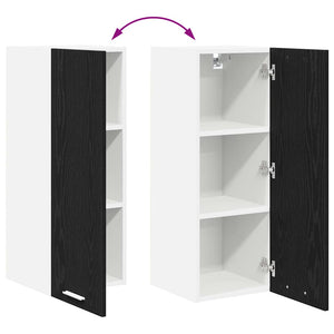 vidaXL Wall Cabinet with Door Black Oak and White 30 x 31 x 80 cm