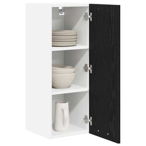 vidaXL Wall Cabinet with Door Black Oak and White 30 x 31 x 80 cm