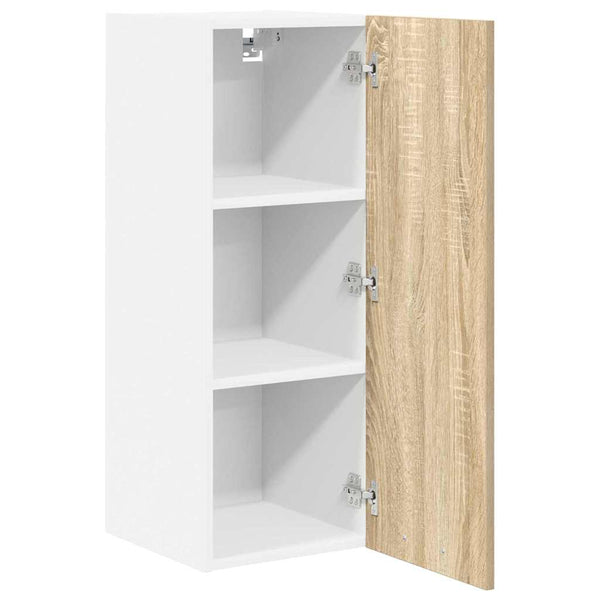 vidaXL Wall Cabinet with Storage Sonoma Oak and White 30 x 31 x 80 cm