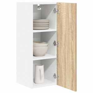 vidaXL Wall Cabinet with Storage Sonoma Oak and White 30 x 31 x 80 cm