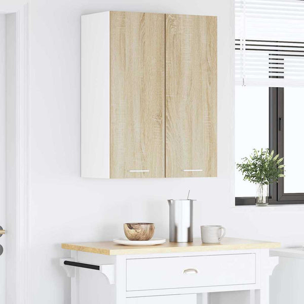 vidaXL Wall Cabinet 2 pcs Sonoma Oak and White 30 x 31 x 80 cm