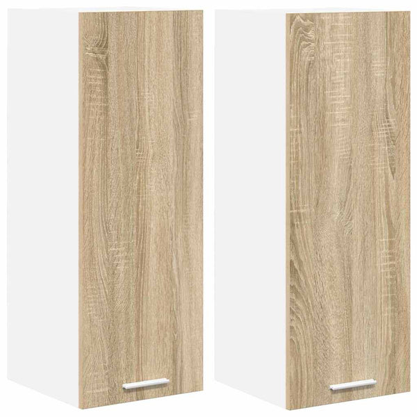 vidaXL Wall Cabinet 2 pcs Sonoma Oak and White 30 x 31 x 80 cm