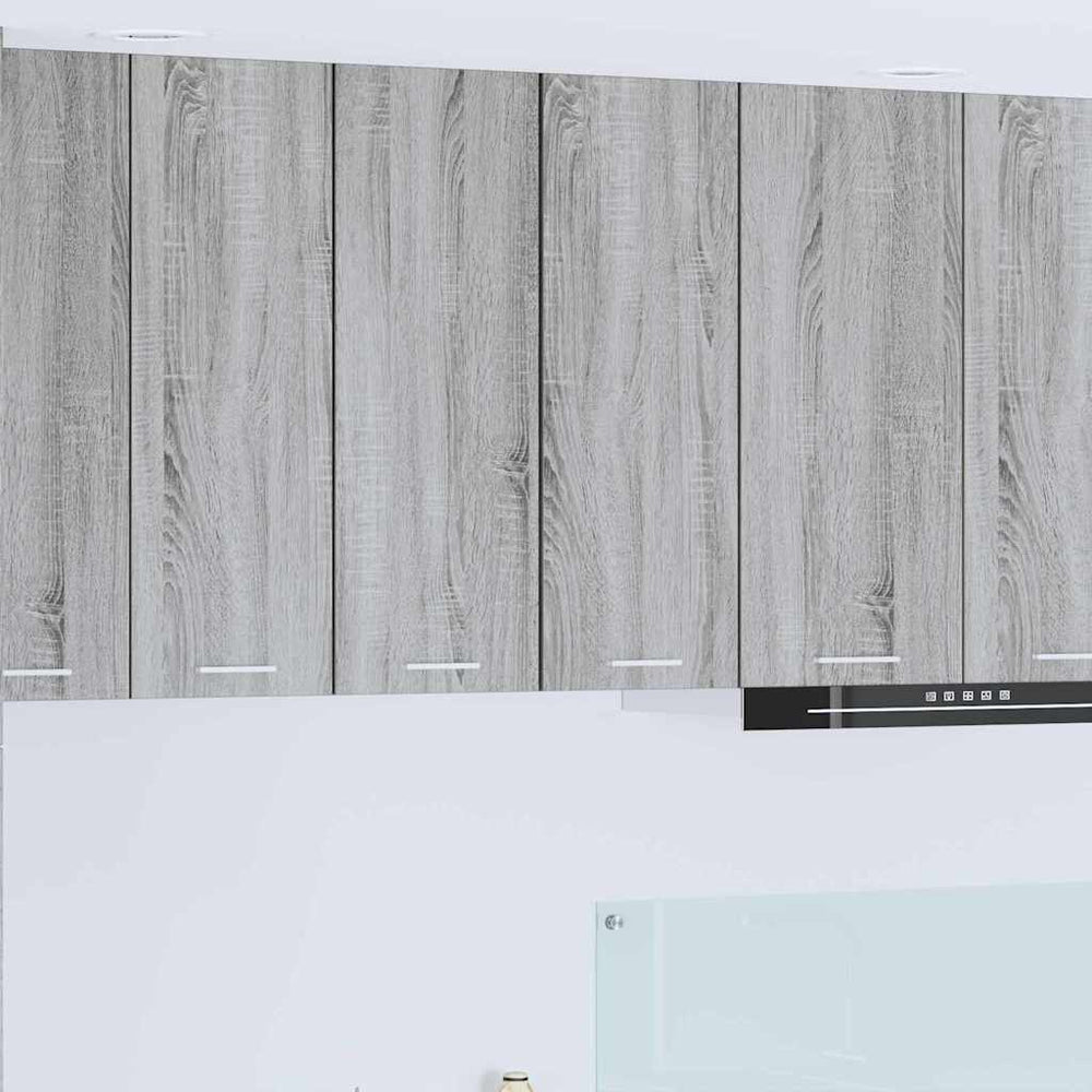 vidaXL Wall Cabinet with Door 2 pcs Gray Sonoma and White 30 x 31 x 80 cm