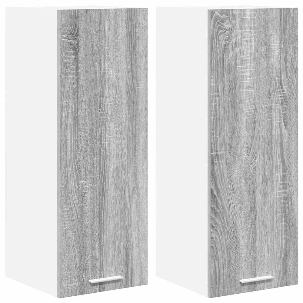 vidaXL Wall Cabinet with Door 2 pcs Gray Sonoma and White 30 x 31 x 80 cm