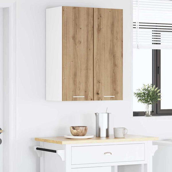 vidaXL Wall Cabinet with Door Artisan Oak and White 30 x 31 x 80 cm