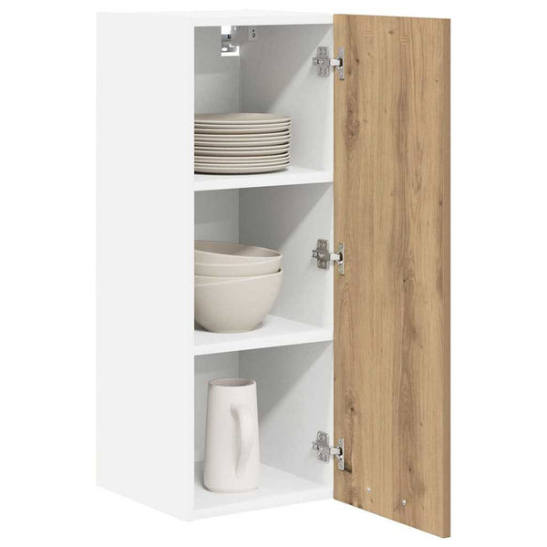 vidaXL Wall Cabinet with Door Artisan Oak and White 30 x 31 x 80 cm