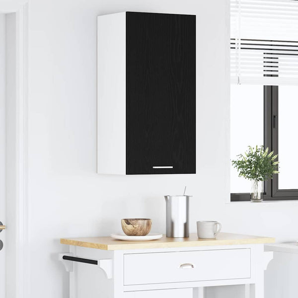 vidaXL Wall Cabinet Riga Black Oak and White 40 x 31 x 80 cm