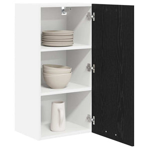 vidaXL Wall Cabinet Riga Black Oak and White 40 x 31 x 80 cm