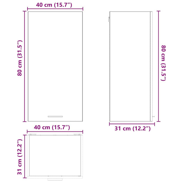 vidaXL Wall Cabinet Riga Black Oak and White 40 x 31 x 80 cm