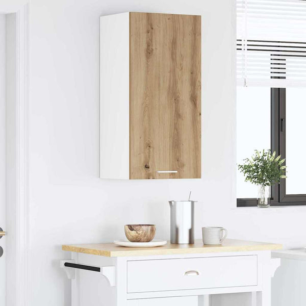 vidaXL Wall Cabinet with Door Artisan Oak and White 40 x 31 x 80 cm