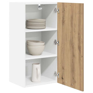 vidaXL Wall Cabinet with Door Artisan Oak and White 40 x 31 x 80 cm