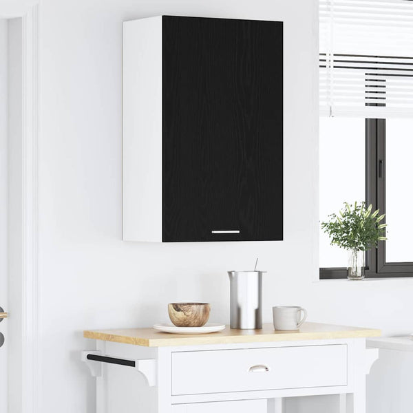vidaXL Wall Cabinet with Door Black Oak and White 50 x 31 x 80 cm