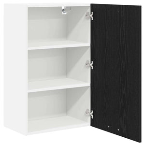 vidaXL Wall Cabinet with Door Black Oak and White 50 x 31 x 80 cm