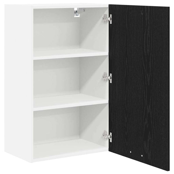 vidaXL Wall Cabinet with Door Black Oak and White 50 x 31 x 80 cm