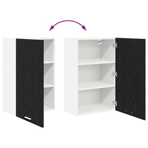 vidaXL Wall Cabinet with Door Black Oak and White 50 x 31 x 80 cm