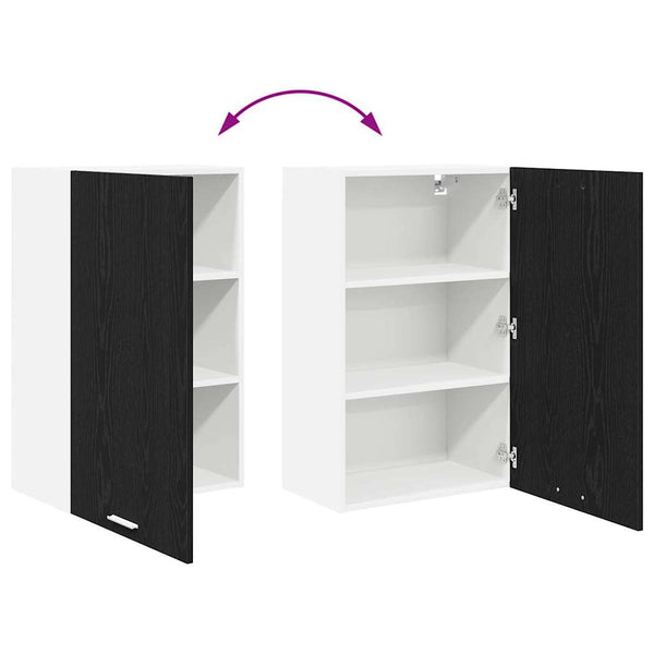 vidaXL Wall Cabinet with Door Black Oak and White 50 x 31 x 80 cm