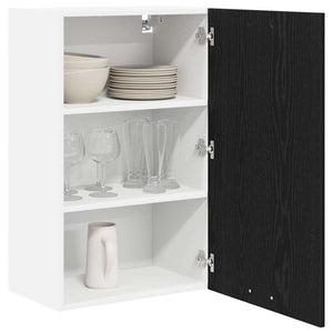 vidaXL Wall Cabinet with Door Black Oak and White 50 x 31 x 80 cm
