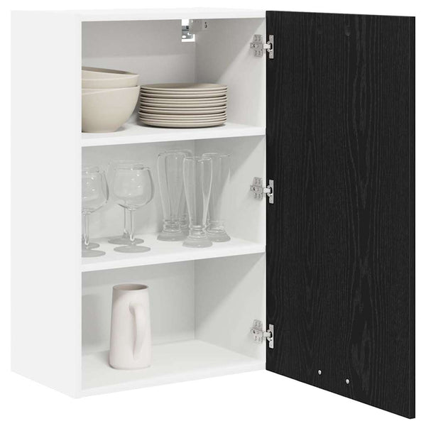 vidaXL Wall Cabinet with Door Black Oak and White 50 x 31 x 80 cm