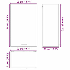 vidaXL Wall Cabinet with Door Black Oak and White 50 x 31 x 80 cm