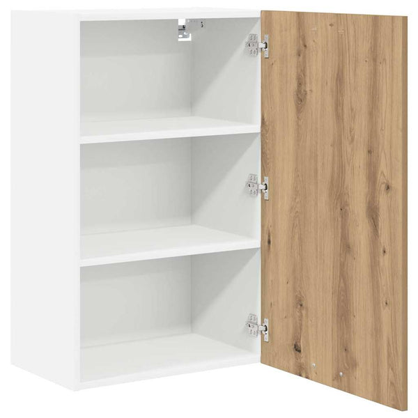 vidaXL Wall Cabinet with Door Artisan Oak and White 50 x 31 x 80 cm
