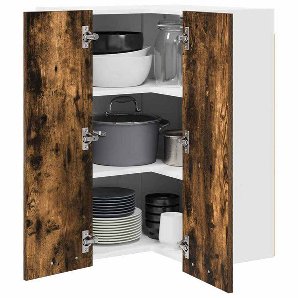 vidaXL Wall Cabinet Smoked Oak and White 57 x 57 x 80 cm