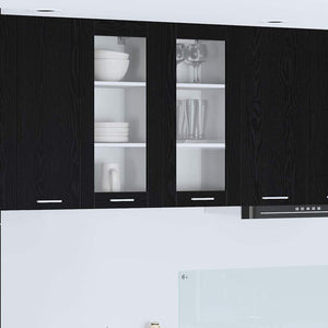 vidaXL Wall Cabinet Black Oak Look 40 x 31 x 80 cm Engineered Wood