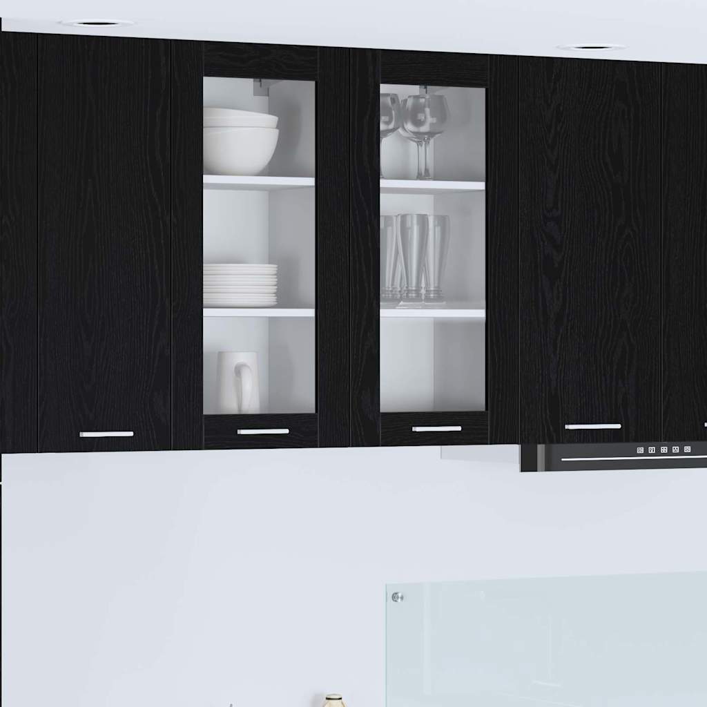 vidaXL Wall Cabinet Black Oak Look 40 x 31 x 80 cm Engineered Wood