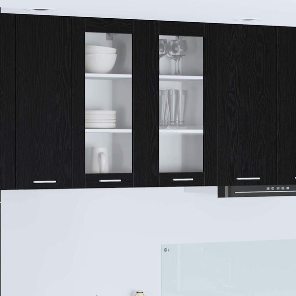 vidaXL Wall Cabinet Black Oak Look 40 x 31 x 80 cm Engineered Wood