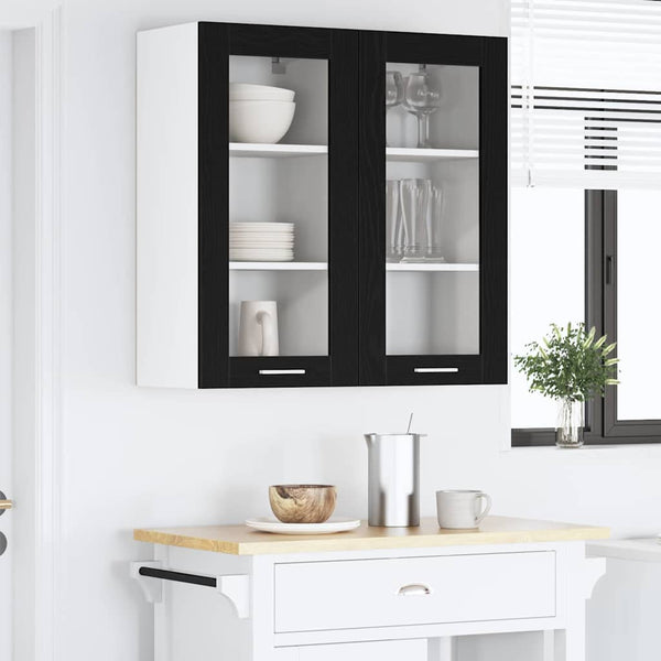 vidaXL Wall Cabinet Black Oak Look 40 x 31 x 80 cm Engineered Wood