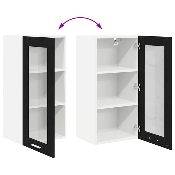 vidaXL Wall Cabinet Black Oak Look 40 x 31 x 80 cm Engineered Wood