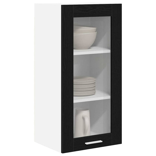 vidaXL Wall Cabinet Black Oak Look 40 x 31 x 80 cm Engineered Wood