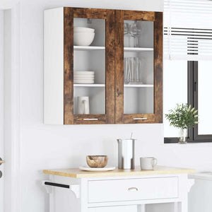 vidaXL Wall Cabinet with Door 2 pcs Smoked Oak 40 x 31 x 80 cm