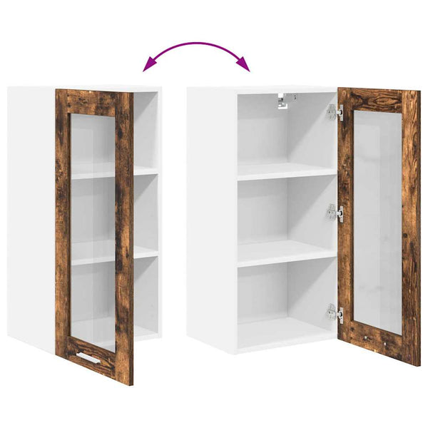 vidaXL Wall Cabinet with Door 2 pcs Smoked Oak 40 x 31 x 80 cm