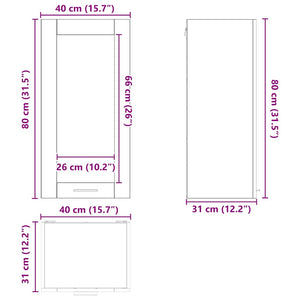 vidaXL Wall Cabinet with Door 2 pcs Smoked Oak 40 x 31 x 80 cm