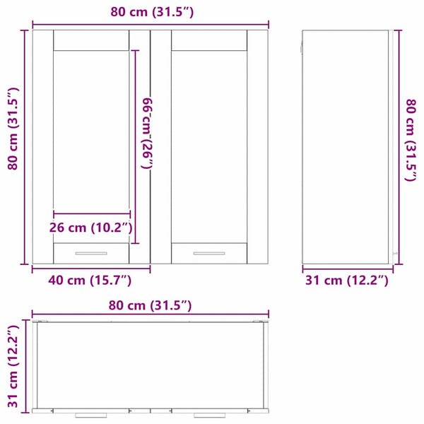 vidaXL Wall Cabinet Artisan Oak 80 x 31 x 80 cm Engineered Wood