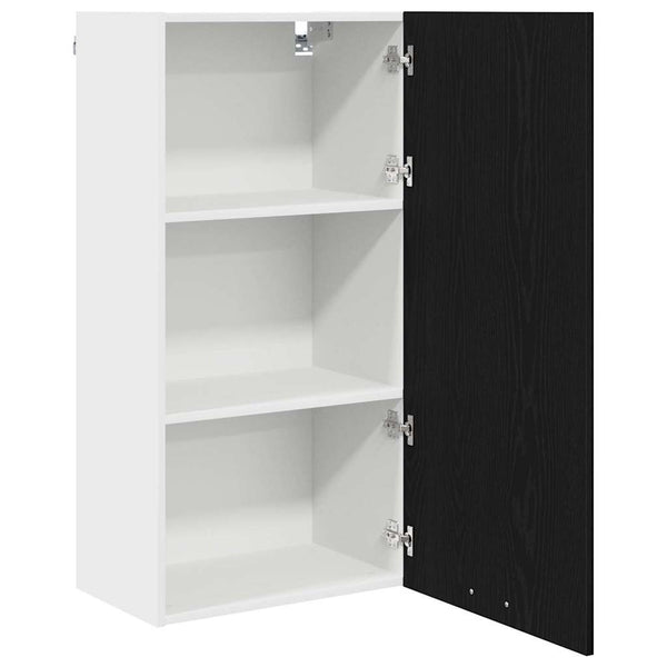 vidaXL Wall Cabinet with Door Black Oak and White 50 x 31 x 100 cm