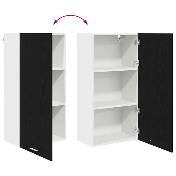 vidaXL Wall Cabinet with Door Black Oak and White 50 x 31 x 100 cm