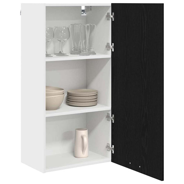 vidaXL Wall Cabinet with Door Black Oak and White 50 x 31 x 100 cm