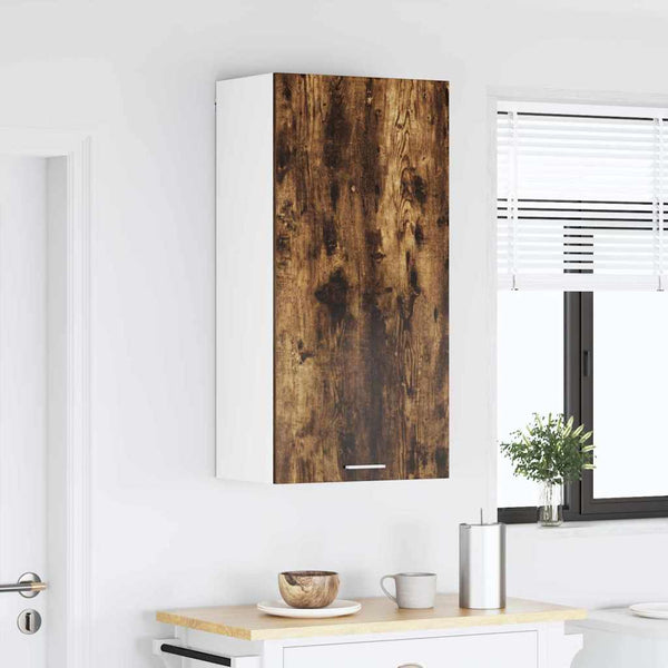 vidaXL Wall Cabinet Smoked Oak and White 50 x 31 x 100 cm