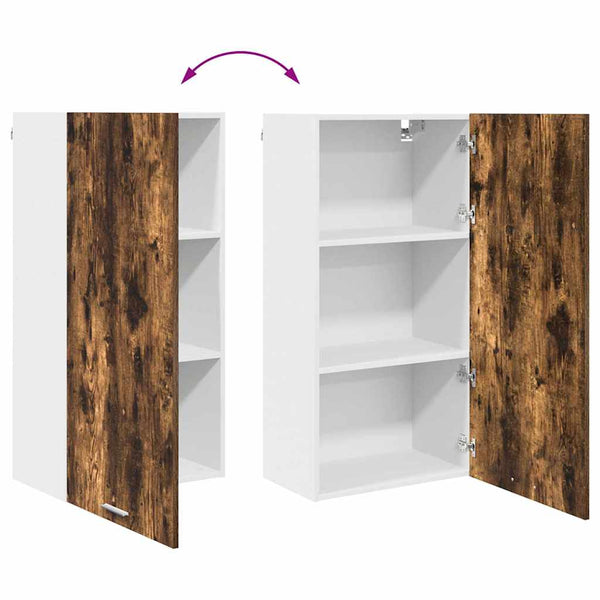 vidaXL Wall Cabinet Smoked Oak and White 50 x 31 x 100 cm