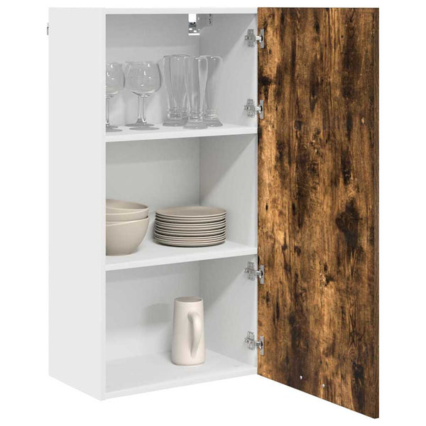 vidaXL Wall Cabinet Smoked Oak and White 50 x 31 x 100 cm